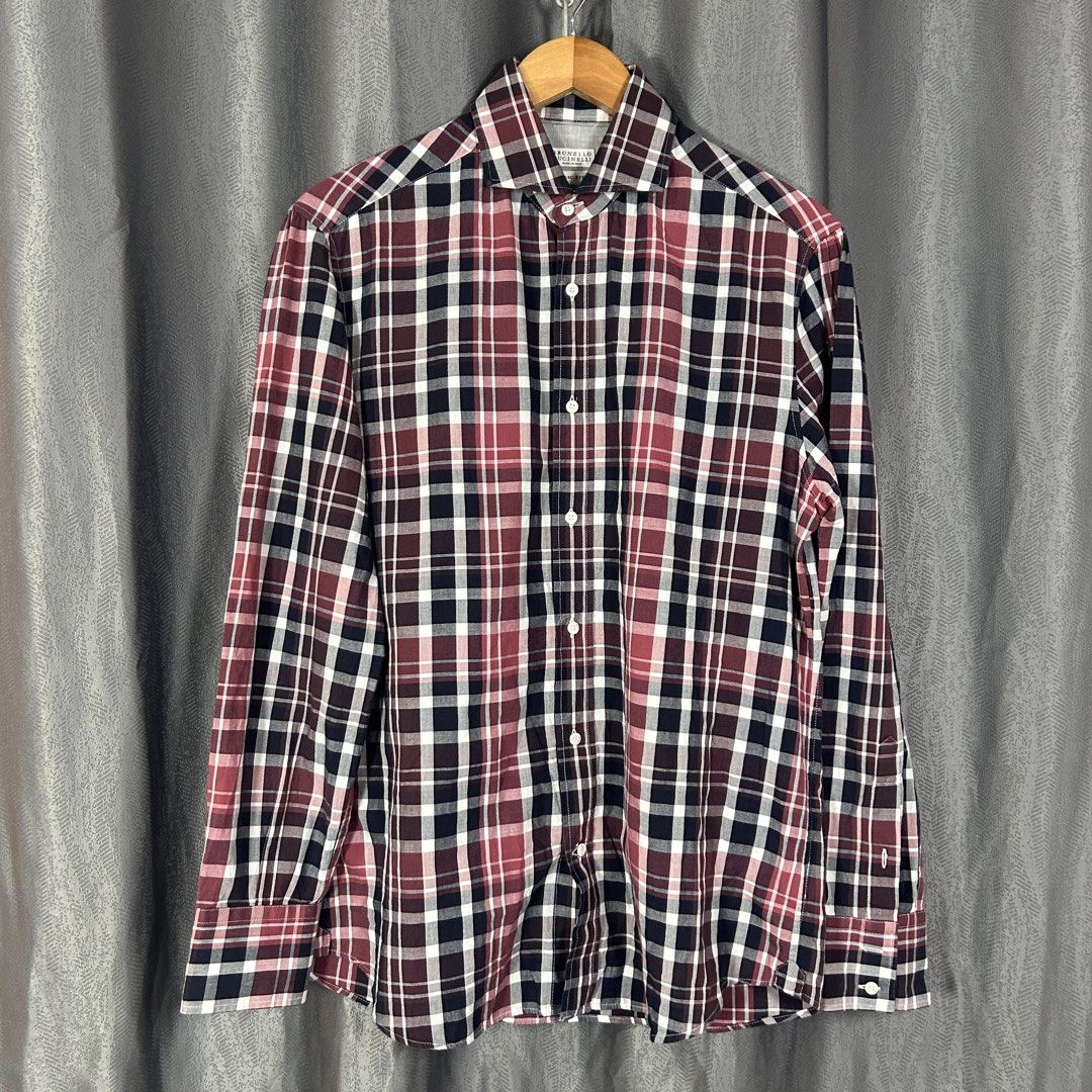 BRUNELLO CUCINELLI - PLAID SHIRT (Category: Tshirts & Polo Shirts ) located in General Mariano Alvarez. Submitted by manosegunda4117 (Listing ID 1462939238, Image 1). Description: BRUNELLO CUCINELLI - PLAID SHIRT Size 30 Width - 21 in Length - 25 in Sleeve - 25 in Excellent Condition PHP 1,200 + shipping fee.