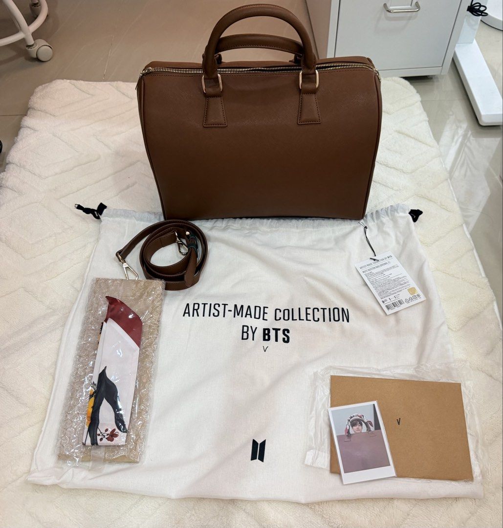 BTS Artist-Made Collection by V Boston Bag Complete Set (Category: Luxury Bags & Wallets) located in Cagayan de Oro. Submitted by taesoulwhispers (Listing ID 1462905907, Image 1). Description: Complete BTS Artist-Made Collection by V Boston Bag Inclusions: Bag, shoulder strap, scarf, dust bag, V's photocard, original box Condition: Excellent, worn only once during a fan meet RFS: decluttering Mode of Payments: Maya, Gcash, GoTyme BPI, BDO, Unionb
