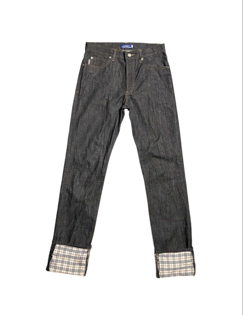 Burberry Blue Label Nova Check Roll-Up Jeans (Category: Jeans) located in Iloilo. Submitted by anything_goesph (Listing ID 1463061807, Image 1). Description: 31 waist 48 inch lenght unroll 7 inch hem 10 inch front rise 11 inch thigh 9.5/10 need wash see photos for details.