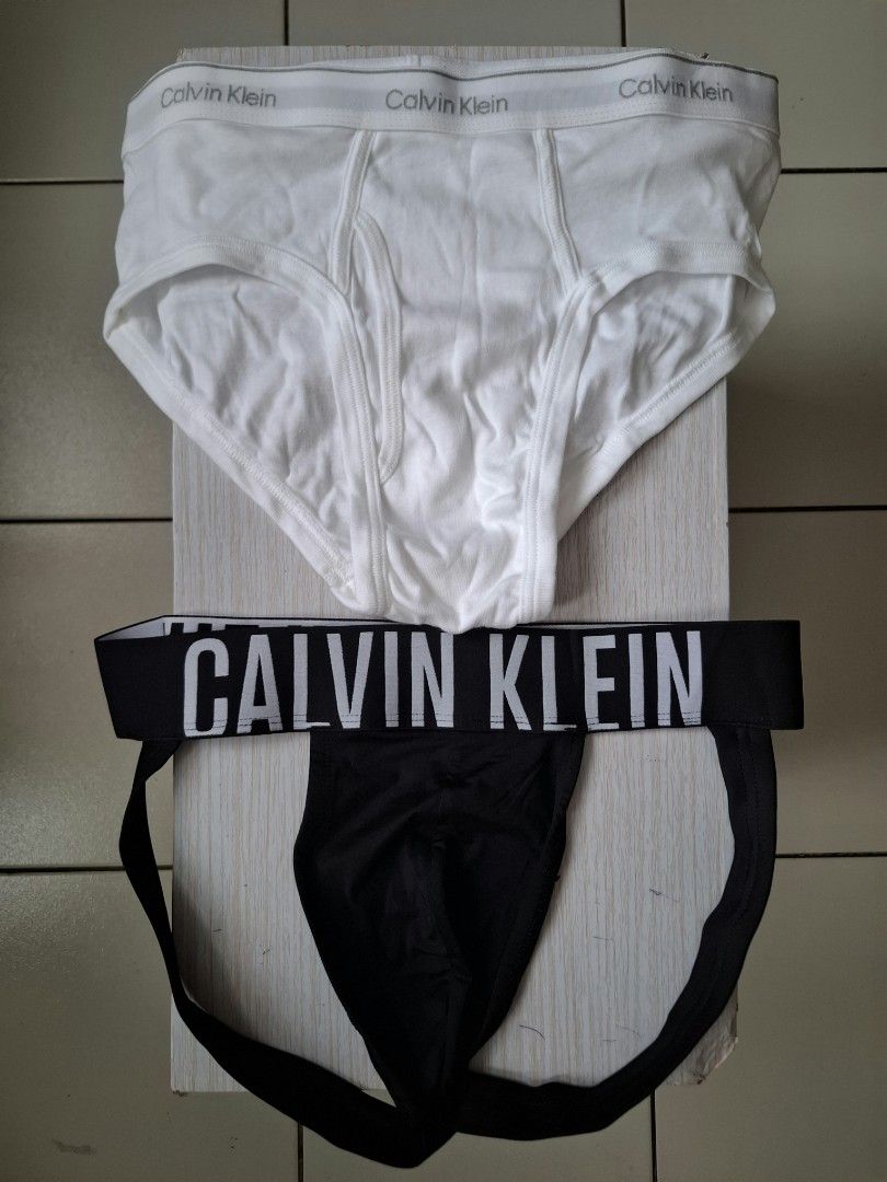 Calvin Klein Men's Classic Cotton Brief & Intense Power Jockstrap Bundle (Category: Underwear) located in Mandaluyong City. Submitted by reynald.n (Listing ID 1462915009, Image 1). Description: Size Medium ₱2500 for 2.