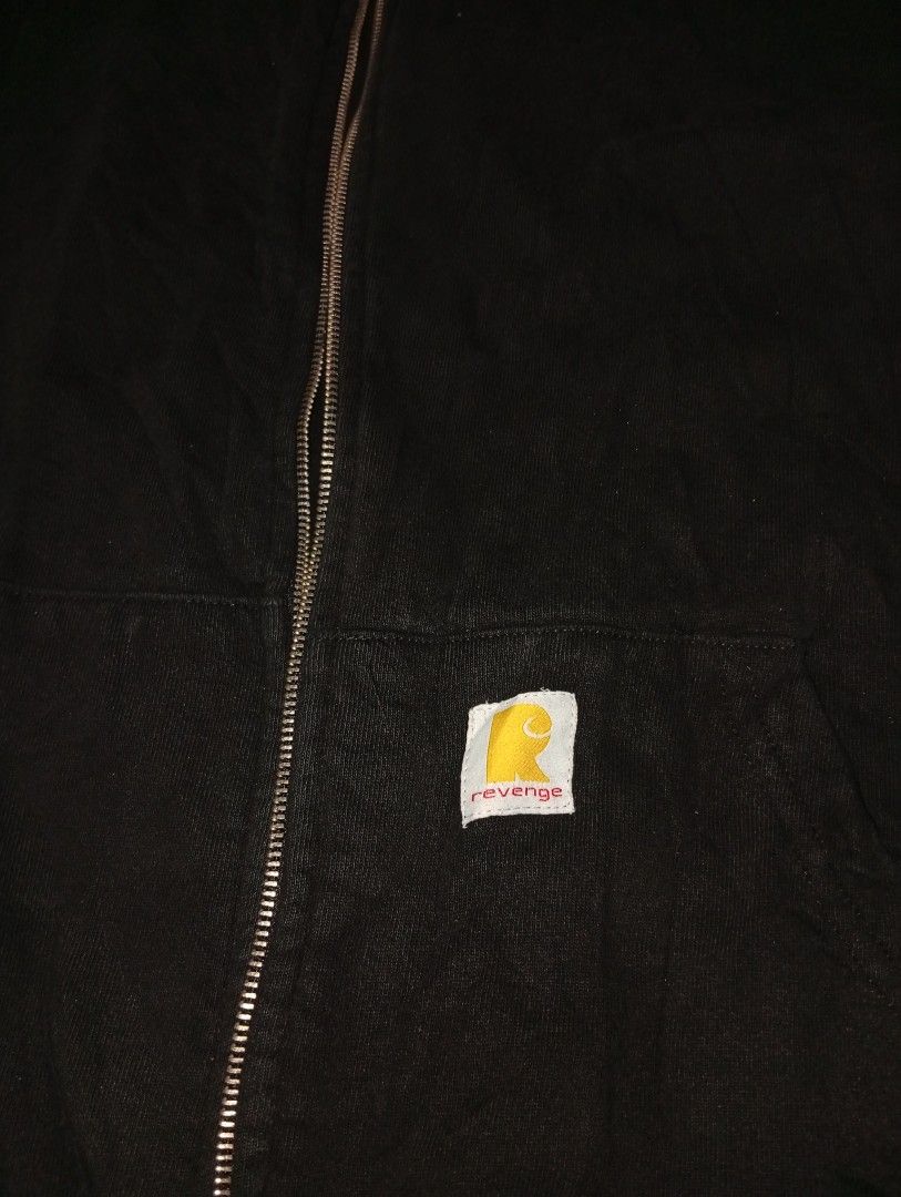 Carhart x Revenge (Category: Hoodies) located in Manila. Submitted by jaylordfermilan (Listing ID 1462951718, Image 3). Description: Cr:9.8/10 Dimes: 23x28 Issue: Missing puller Lang.