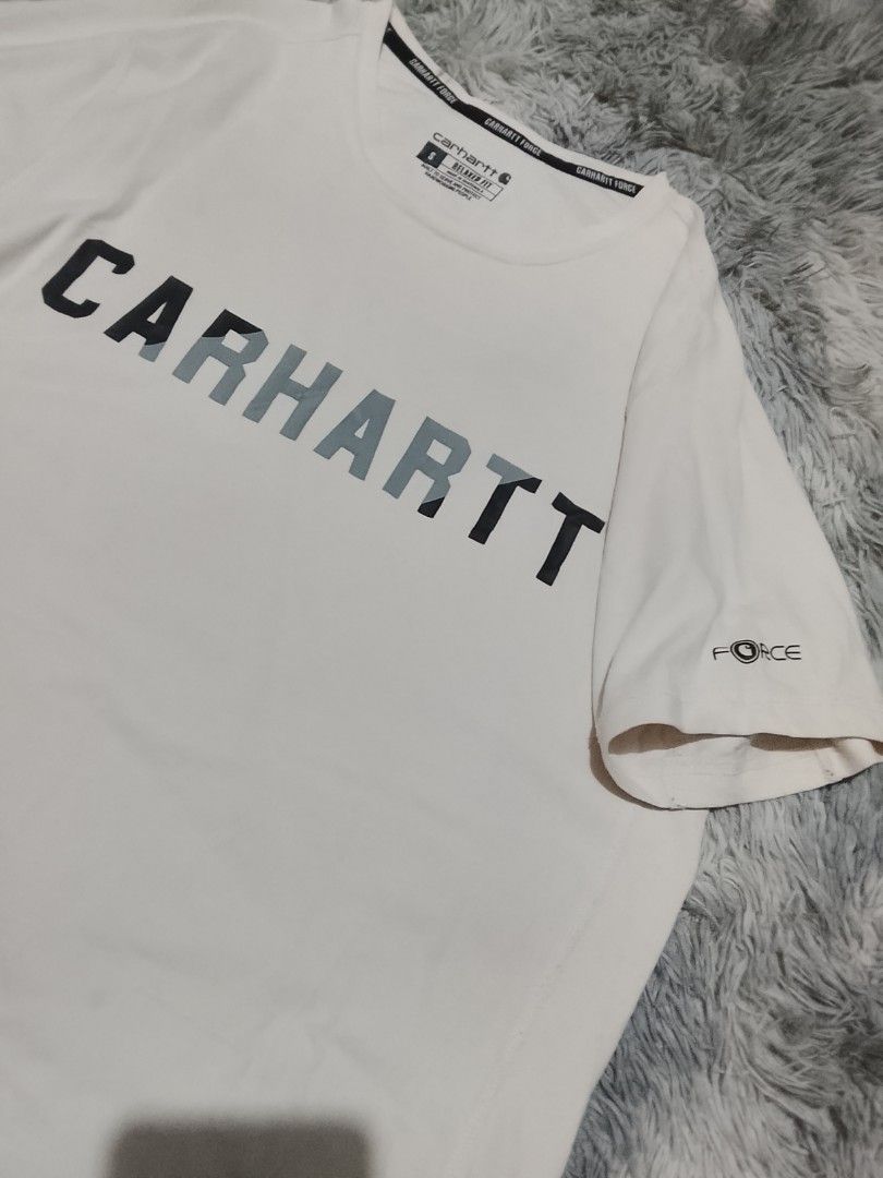 Carhartt Force S-M (Category: Tshirts & Polo Shirts ) located in Davao. Submitted by thevintagehunterdvo (Listing ID 1463016648, Image 2). Description: Width 20 Length 28 issue: Hairlines Check 3rd Photo.