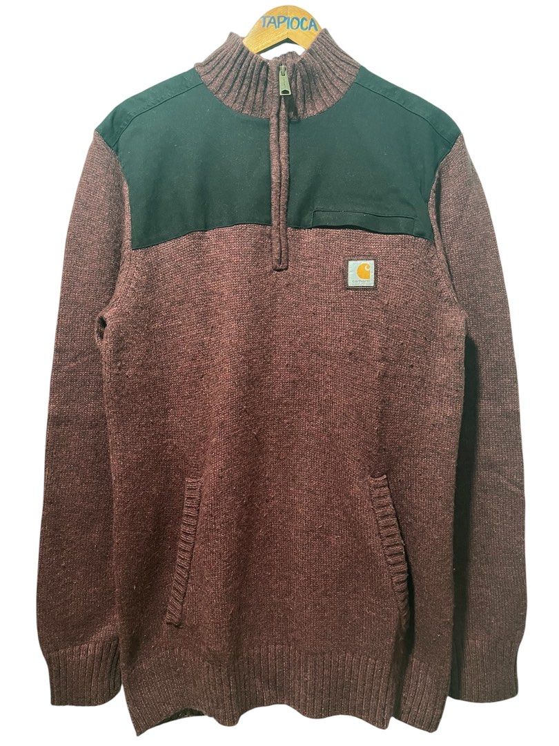 Carhartt Quarter Zip Wool Burgundy - Medium (Category: Coats, Jackets and Outerwear) located in Malaybalay. Submitted by tapiocasthrift (Listing ID 1462993389, Image 1). Description: Size: Medium Dimes: 23W (stretched) x 33L Color rate: 9/10 Color may vary due to lighting Excellent condition No issue.