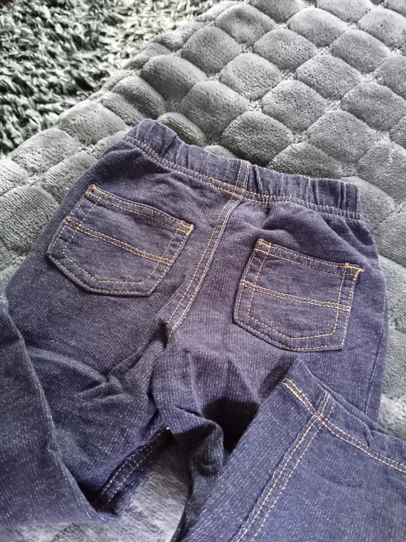 Carter's 12m Denim Jeans Pants (Category: Babies & Kids Fashion) located in Tarlac. Submitted by momma02 (Listing ID 1462915532, Image 2). Description: - Carter's baby denim pants - Size: 12 months - Comfortable elastic waistband - Two back pockets and two front pockets - Dark wash denim with contrast stitching - Made in India.