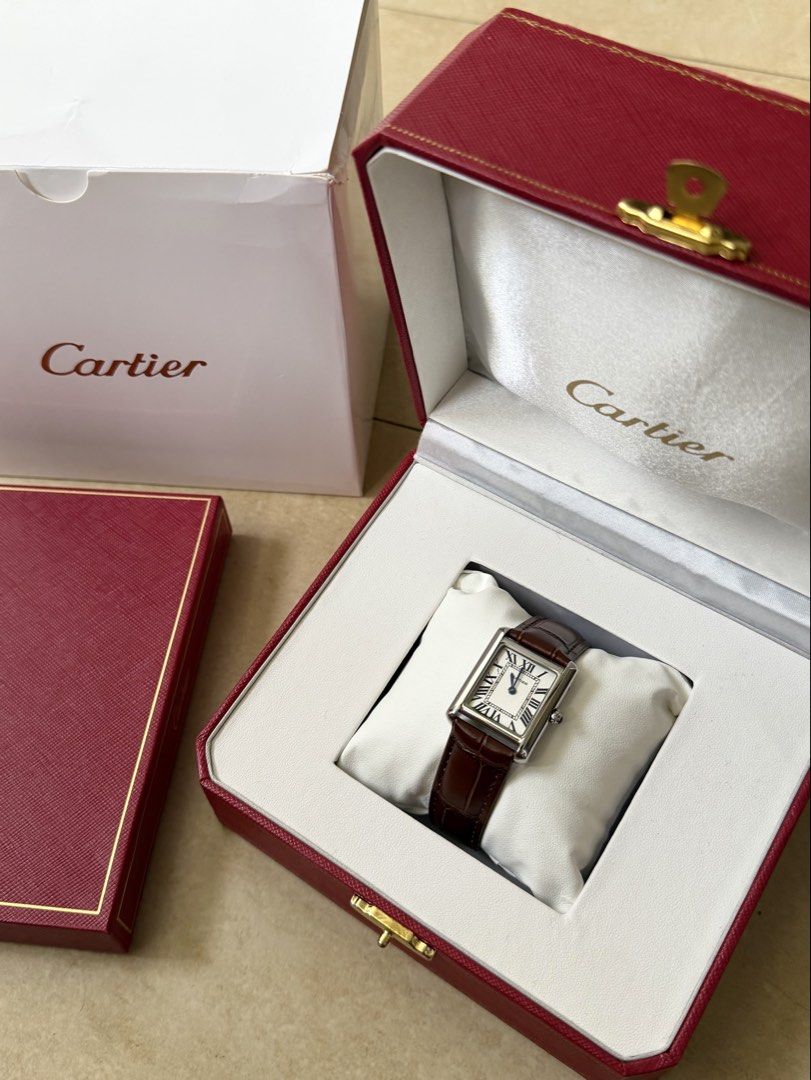 Cartier Tank Leather Watch (Category: Women's Watches) located in Manila. Submitted by daughterofahoarder (Listing ID 1462344050, Image 1). Description: Please do your own research and use your own judgment before purchasing & asking about authenticity. 🙂 - Like new and fully working. Condition 10/10, no issues! - Complete inclusions: box, paper bag, booklet/cards.