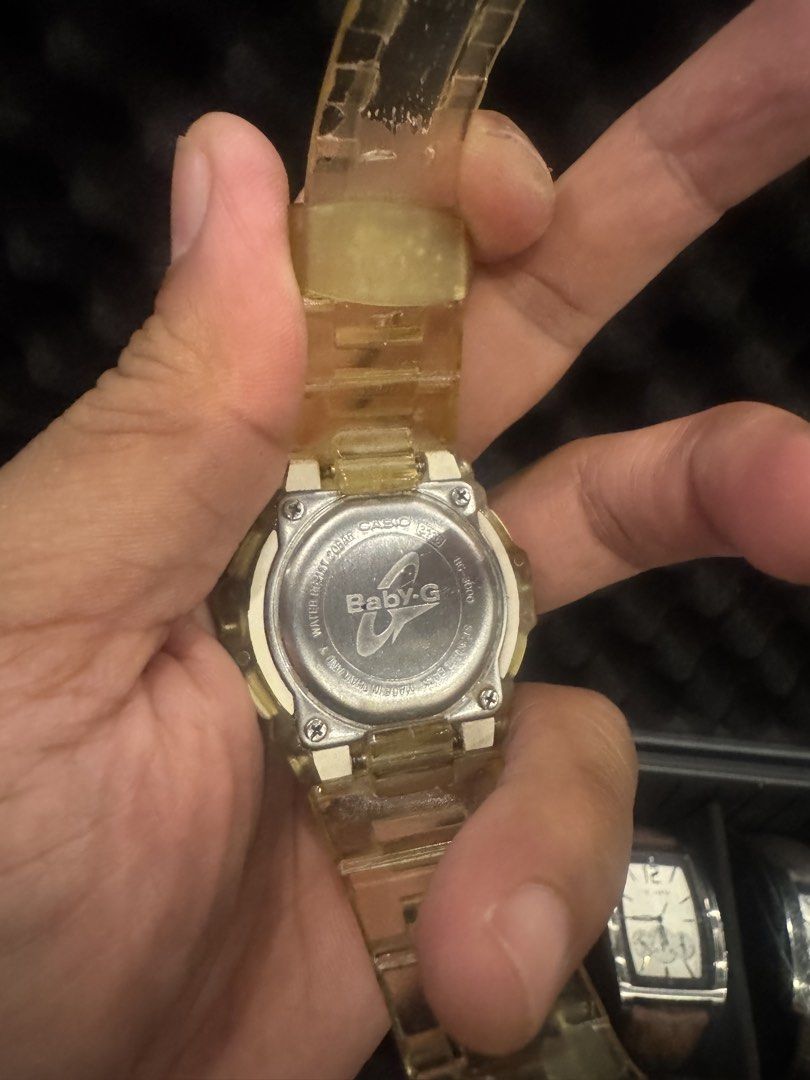 Casio Baby-G Transparent Digital Watch (Category: Women's Watches) located in Laguindingan. Submitted by kixseven (Listing ID 1462996630, Image 2). Description: - Transparent Casio Baby-G watch - Digital display: Time, Date, Day - Water Resistant 20BAR - Features: Alarm, Stopwatch - Translucent yellow strap - Ideal for everyday wear and sports - No COD ❌ - Location : Mindanao - Ship natiowide - MOP : Gcash.