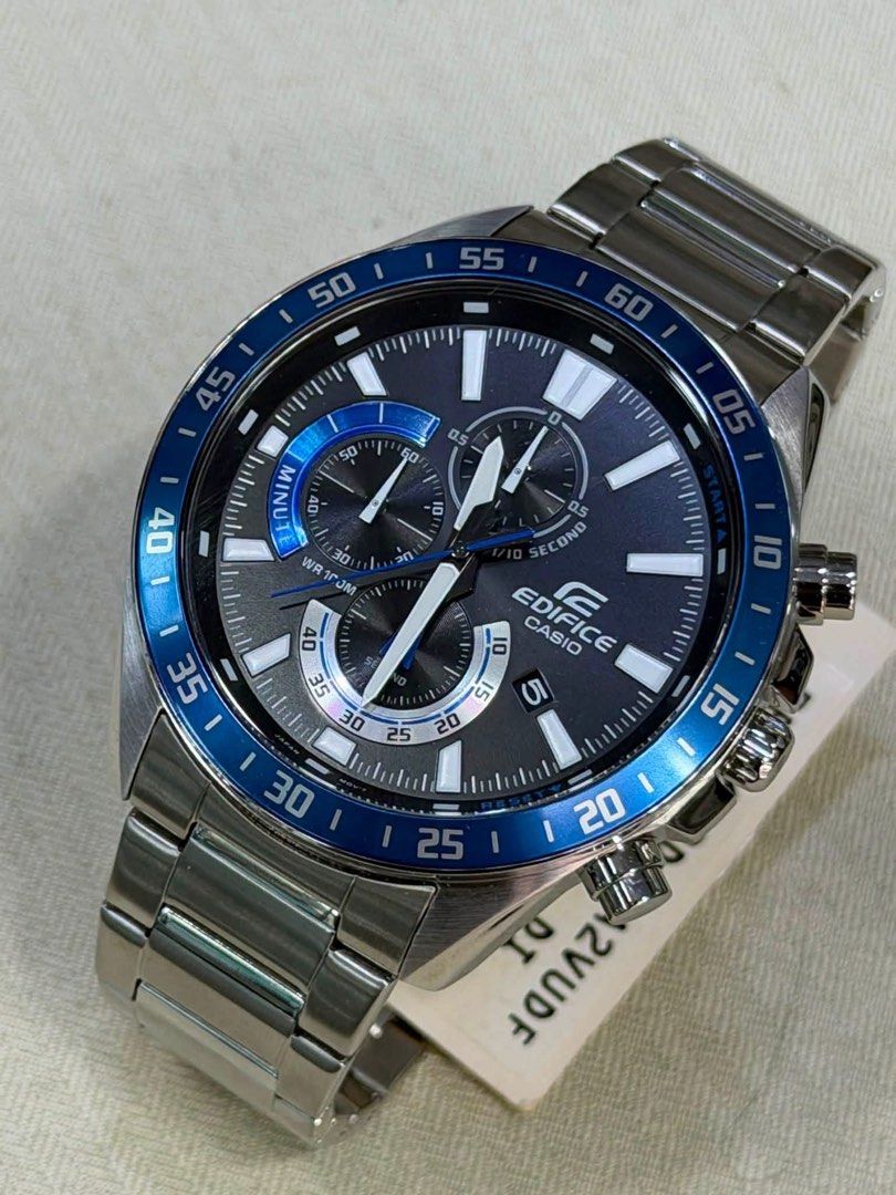 Casio Edifice EFV620D-1A2 (Category: Wearables & Smart Watches) located in Manila. Submitted by seikowatchfactory (Listing ID 1462920588, Image 3). Description: BNIB 10/10 For Sale Model: EFV620D-1A2 Price: 5995 pesos Specifications: Case Size: 55 x 50.5 x 11.8mm Weight: 154g Case and Bezel material: Stainless Steel Stainless Steel Band One-touch 3-fold Clasp 100-meter water resistance Approx. battery life: 3 years on SR920SW Mineral glass Screw 