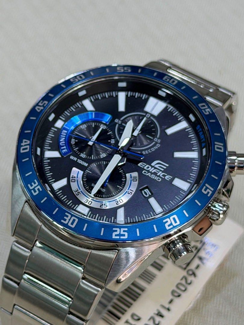Casio Edifice EFV620D-1A2 (Category: Wearables & Smart Watches) located in Manila. Submitted by seikowatchfactory (Listing ID 1462920588, Image 2). Description: BNIB 10/10 For Sale Model: EFV620D-1A2 Price: 5995 pesos Specifications: Case Size: 55 x 50.5 x 11.8mm Weight: 154g Case and Bezel material: Stainless Steel Stainless Steel Band One-touch 3-fold Clasp 100-meter water resistance Approx. battery life: 3 years on SR920SW Mineral glass Screw 