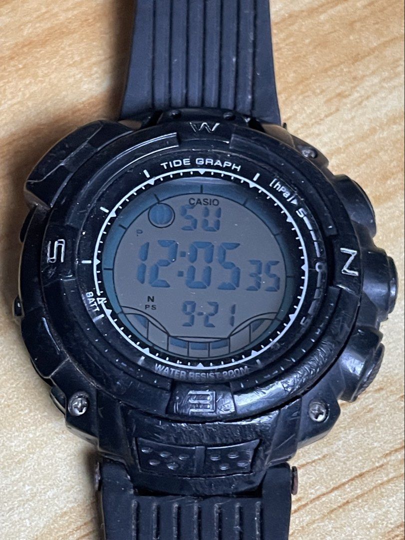 Casio Protrek Tide Graph Watch (Category: Men's Watches) located in Taguig. Submitted by tester1x (Listing ID 1401947537, Image 2). Description: Secondhand Used Watch Casio Proktek SS Back 3135 52mm Replacement Rubber Bracelet ( as is because not sure if all functions are still working or not ).