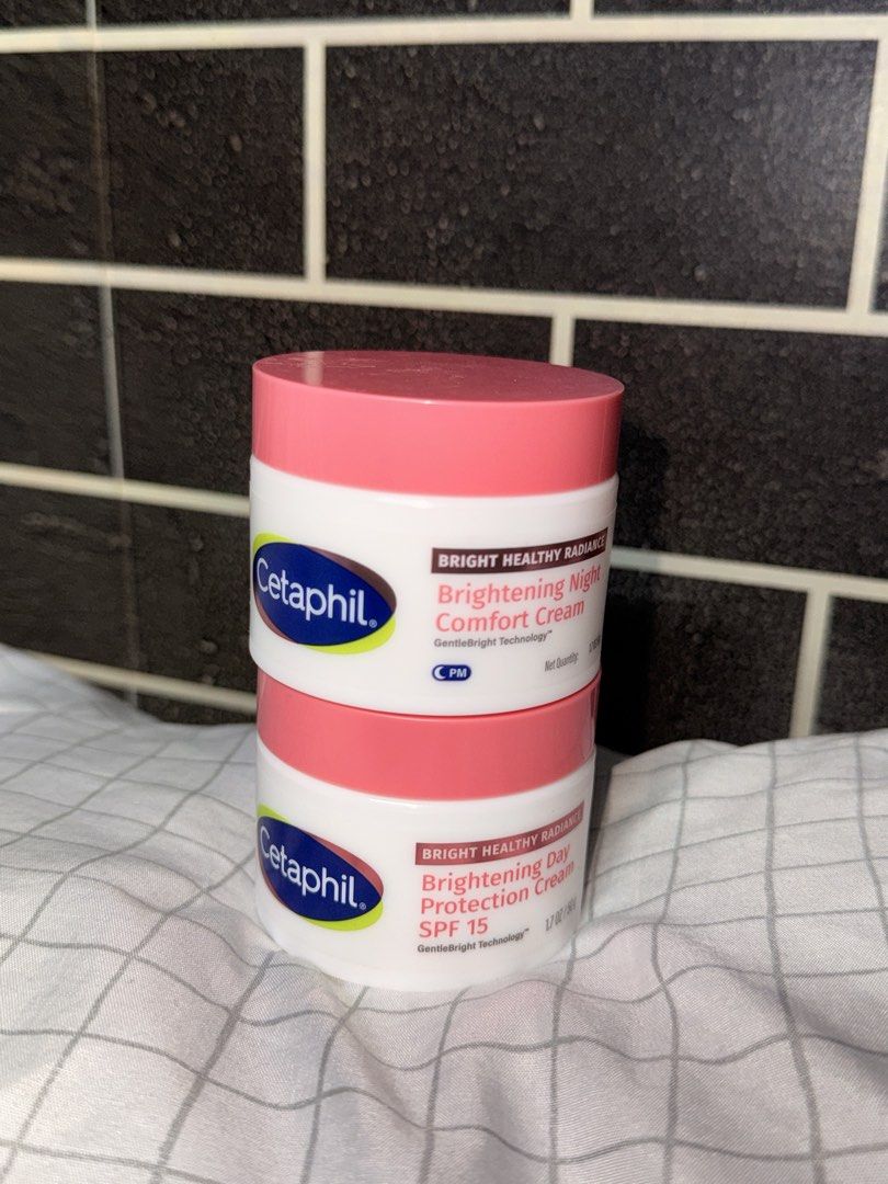 Cetaphil Brigthening Day & Night Cream Set (Category: Face Care) located in Manila. Submitted by hyuninkart (Listing ID 1463109450, Image 1). Description: NEVER USED — Only opened once for skin patching Originally bought Day Cream for ₱1,267.20 & Night Cream for ₱1,214 MOP: • Maya • Maribank • Bank Transfer MOD: • Gogo Express • Lalamove.