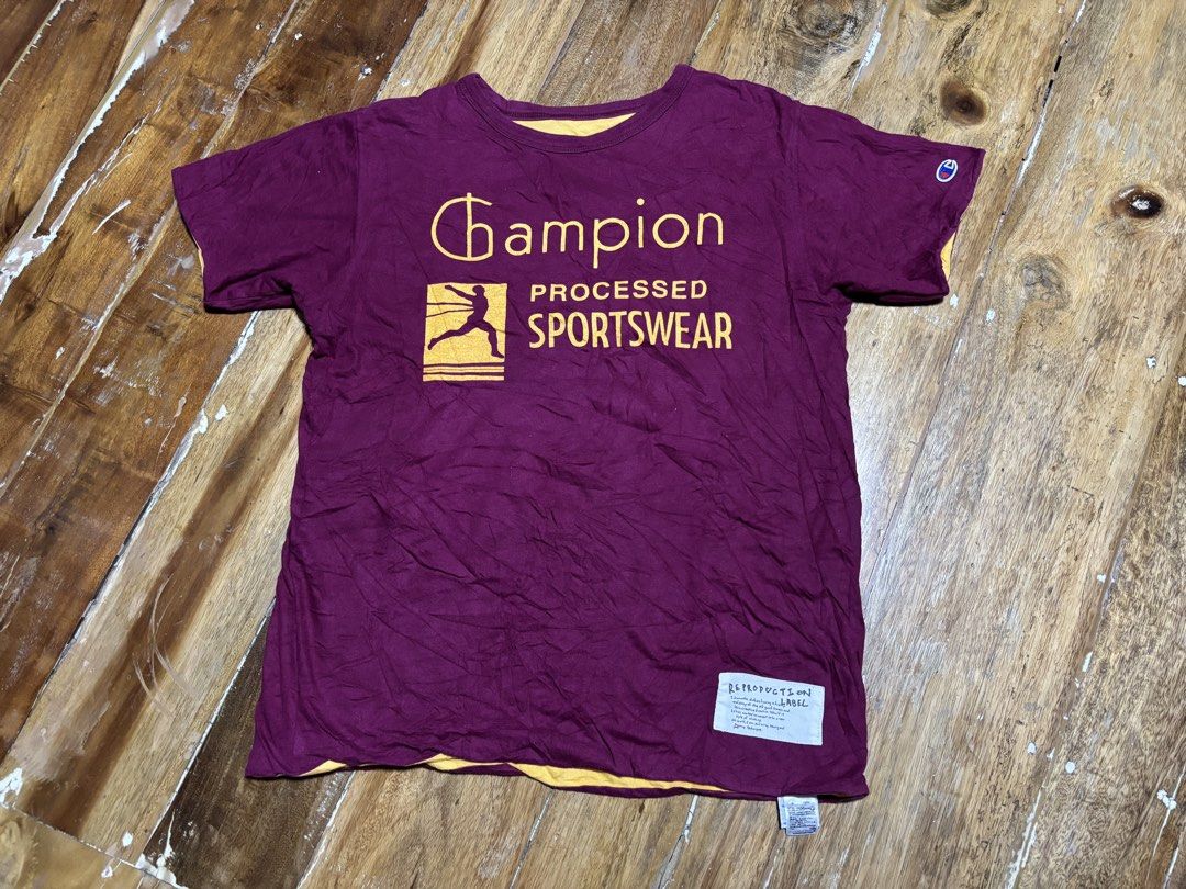 Champion vintage reversible tee (Category: Tshirts & Polo Shirts ) located in Cagayan de Oro. Submitted by kirkwax_4 (Listing ID 1462929013, Image 2). Description: Champion vintage reversible processed sportswear Small/medium frame (19x25) Verygood condition No issue Solid neto 1.5k.
