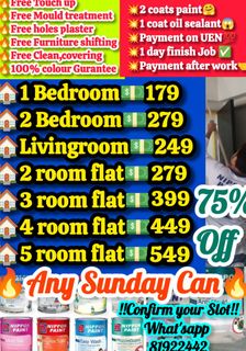 💥Decorate And Bring Colour To Your Home!!!HDB#BTO#CONDO#cheapest painting service#toilet and kitchen pipe paint#door and door frame painting#white colour#manpower#anti mould painting service#parquet polish#epoxy#plaster//free cleaning#free shifting#free touch up services Collection item 3