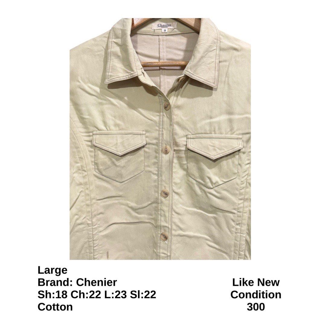 Chenier Button Jacket (Category: Coats, Jackets and Outerwear) located in Bulacan. Submitted by rlemonfashionshop (Listing ID 1463064125, Image 2). Description: Premium Class Quality Items. Actual Item on Photo with Good/Mint Condition. Message us for inquiries, more information and confirmation. Wash before wearing. Thank you so much..