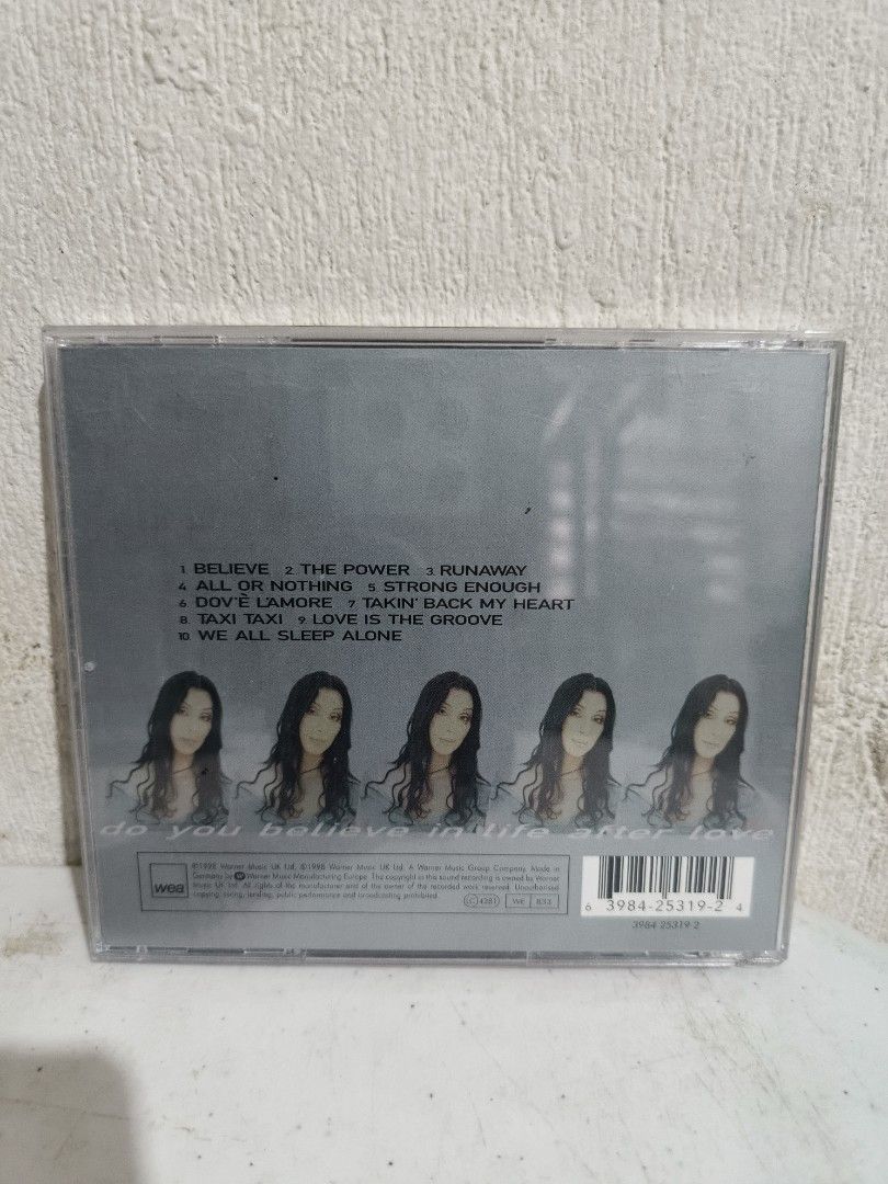 Cher - Believe CD (Category: CDs & DVDs) located in Bacolod City. Submitted by room_reset_finds (Listing ID 1463017555, Image 2). Description: Preloved CDs and stored for years, so please manage expectations. Overall condition may vary depending on the item. ‎ ‎• May have light scratches, scuffs, or marks from use but still playable ‎• Booklet may have light folds, creases, or small marks ‎•Jewel case may have scratches or scuffs ‎ ‎Overall, CDs 