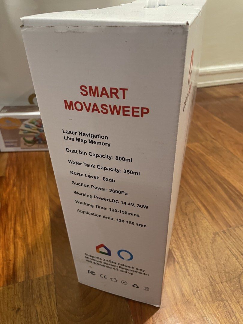 Cherry Home Smart MovaSweep Robot Vacuum (Category: Vacuum Cleaner & Housekeeping) located in Quezon City. Submitted by mama_of_three (Listing ID 1463040467, Image 2). Description: - Smart Robot Vacuum with Laser Navigation - Live Map Memory for efficient cleaning - Large 800ml Dust Bin - 350ml Water Tank for mopping - Quiet Operation: Only 65db noise level - Powerful 2600Pa Suction Power - Long Battery Life: 120-150 minutes runtime - Covers larg