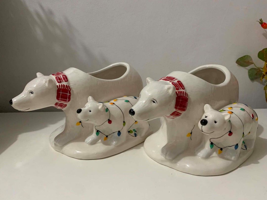 Christmas Polar Bear Vase/Jar (Category: Vases & Decorative Bowls) located in Quezon City. Submitted by dfabloveverything (Listing ID 1462844891, Image 1). Description: - Made of Ceramic Material - can be used as a vase/candy jar - 550/ each.