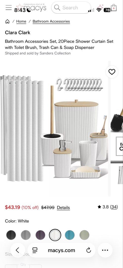 Clara Clark 20 pcs Bathroom Accessories set in white (Category: Bathroom & Kitchen Fixtures) located in Quezon City. Submitted by mine4now (Listing ID 1462889434, Image 2). Description: What : Clara Clark 20 pcs Bathroom accessories set in White. Origin: Bought from Amazon in the US Color: white Condition: Brand new. Imperfections on the box due to shipping and opening it—to check. Perfect to be given as a gift this holiday season. RFS: This is a