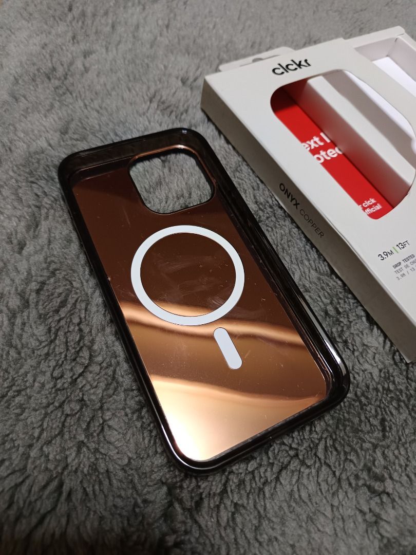Clckr Iphone 15 Pro Max Case (Category: Cases & Sleeves) located in Baguio. Submitted by cracklin.aniue26 (Listing ID 1463000694, Image 3). Description: - Brand: Clckr - Model: iPhone 15 Pro Max - Color: Onyx Copper - Protection: G-Form Protection, Drop tested up to 3.9m (13ft) - Material: Made with 100% recycled and recyclable plastic - Compatibility: MagSafe compatible - Condition: New 4 Pcs available Php 120 each Php100 each for take all Locat