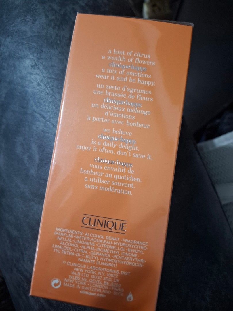 Clinique happy (Category: Fragrance & Deodorants) located in Makati City. Submitted by liz_man (Listing ID 1462937215, Image 2). Description: OG Happy clinique womens 100ml.