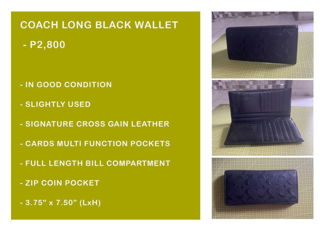 Coach Long Black Men's Wallet (Category: Wallets & Card Holders) located in Manila. Submitted by jaypallasi14998 (Listing ID 1462937288, Image 1). Description: In good condition & well maintained..
