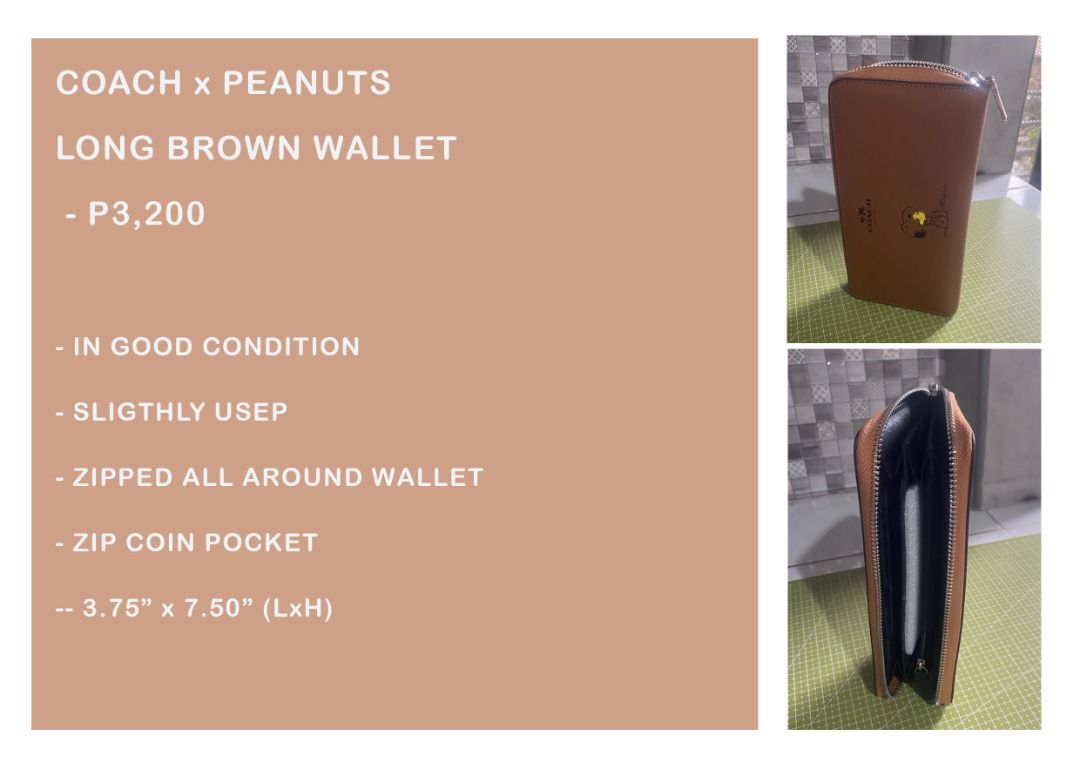 Coach x Peanuts Snoopy Long Brown Wallet (Category: Luxury Bags & Wallets) located in Manila. Submitted by jaypallasi14998 (Listing ID 1462937878, Image 1). Description: .