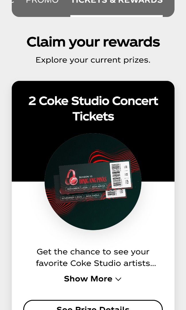 COKE STUDIO 10 TICKETS FOR SALE (Category: Events Tickets) located in Quezon City. Submitted by lexielc (Listing ID 1463060269, Image 3). Description: Selling Coke Studio 10 SVIP1, SVIP2, VIP and Box Premium tickets. 2 tickets available per tier. Must buy 2 tickets. #coke #cokestudio #cokestudio2026 #cokestudioph #bini #kz #benandben #aljames #earlagustin #G22.