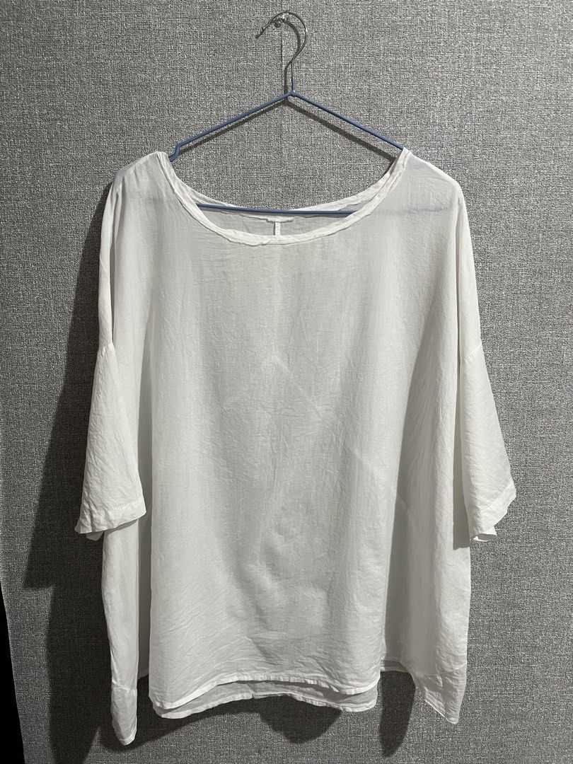 Colour White Oversized Top (Category: Blouses) located in Marikina City. Submitted by femmeshoppemnl (Listing ID 1462936146, Image 2). Description: Colour White Oversized Top Size: 2XL-3XL Condition: Lightly used. Can be used as top in beach as it is kinda see through. Perfect top for summer. Issue: No issue. Brand: Colour Ukay sourced. Washed - Ready to wear. .