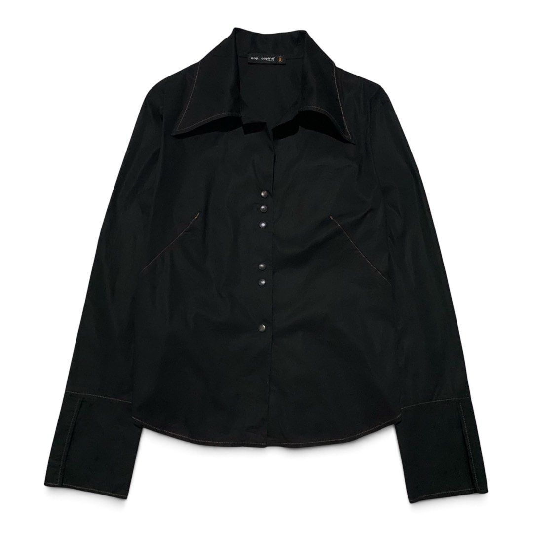 COP COPINE BUTTON UP LONG SLEEVE (Category: Luxury Apparel) located in Bacolod City. Submitted by thriftedfits. (Listing ID 1463033153, Image 1). Description: 𝗖𝗢𝗣 𝗖𝗢𝗣𝗜𝗡𝗘 𝗣𝗔𝗥𝗜𝗦 𝗟𝗢𝗡𝗚 𝗦𝗟𝗘𝗘𝗩𝗘 ♻️ Size: 38 on tag Measurements: 17.5” widtg / 24” length Condition: Like New (10/10 Color rate) Flaw: None, washables Price: ₱850 + shipping fee 🏷️ CLEARANCE SALE: 400 + SHIPPING! 🔥 300 SUPER SALE! Mode of Payment: GCash / Bank Courier
