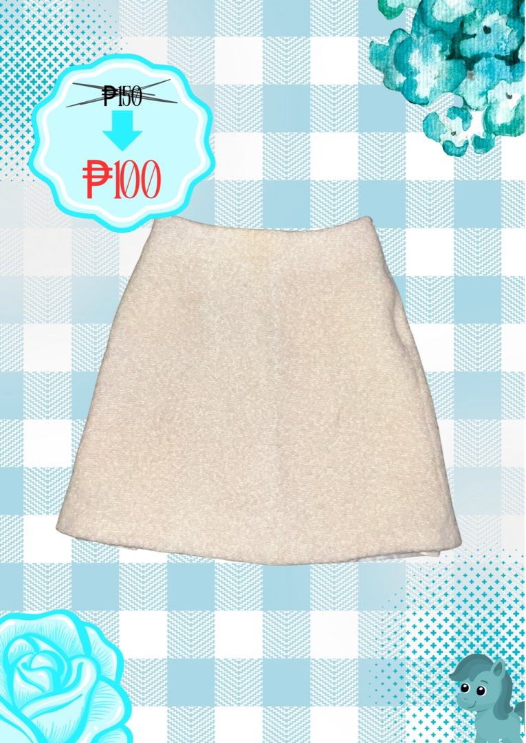 Cream Textured A-Line Mini Skirt (Category: Skirts) located in Tuguegarao City. Submitted by love_clothies (Listing ID 1463050497, Image 1). Description: - Cream textured mini skirt - A-line cut - Soft fabric feel - Ideal for casual wear - Price reduced to P100 (from P150).