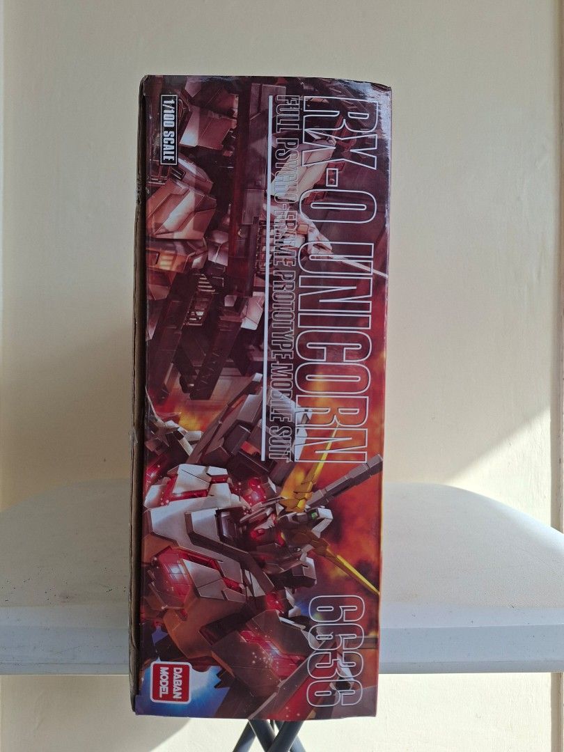 Daban Model RX-0 Unicorn Full Psycho-Frame 1/100 Scale (Category: Gundam & Model Kits) located in Baguio. Submitted by restyrille77846 (Listing ID 1462952372, Image 2). Description: - Daban Model RX-0 Unicorn Full Psycho-Frame Prototype Mobile Suit - 1/100 Scale - Includes Color + Cage - Action base and destroy mode shown on box (may require separate purchase) - Ideal for collectors and model builders.