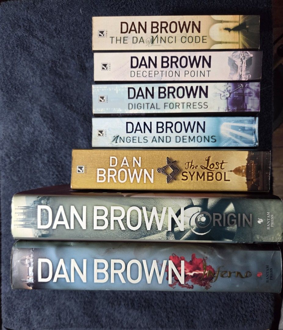 Dan Brown Book Series (Category: Storybooks) located in Rizal. Submitted by alldryyawn (Listing ID 1463017570, Image 1). Description: - Complete set of Dan Brown novels - Titles included: The Da Vinci Code, Angels & Demons, Digital Fortress, Deception Point, The Lost Symbol, Origin, Inferno - Ideal for fans of thriller and mystery genres - Excellent value for the entire collection.