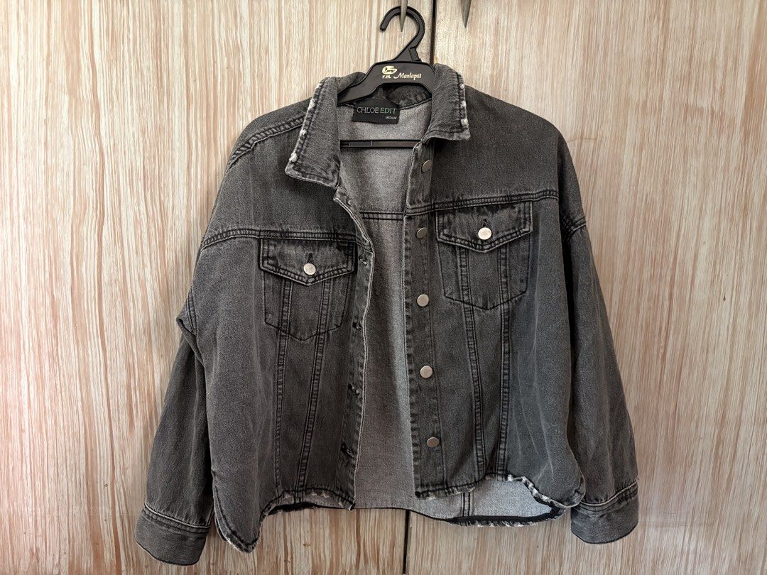 Dark Grey Denim Jacket (Category: Coats, Jackets and Outerwear) located in Quezon City. Submitted by claud_declutters (Listing ID 1462932870, Image 1). Description: Bought from Zalora Great condition :) .