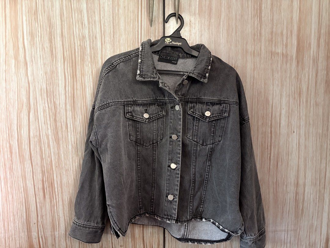 Dark Grey Denim Jacket (Category: Coats, Jackets and Outerwear) located in Quezon City. Submitted by claud_declutters (Listing ID 1462932870, Image 2). Description: Bought from Zalora Great condition :) .