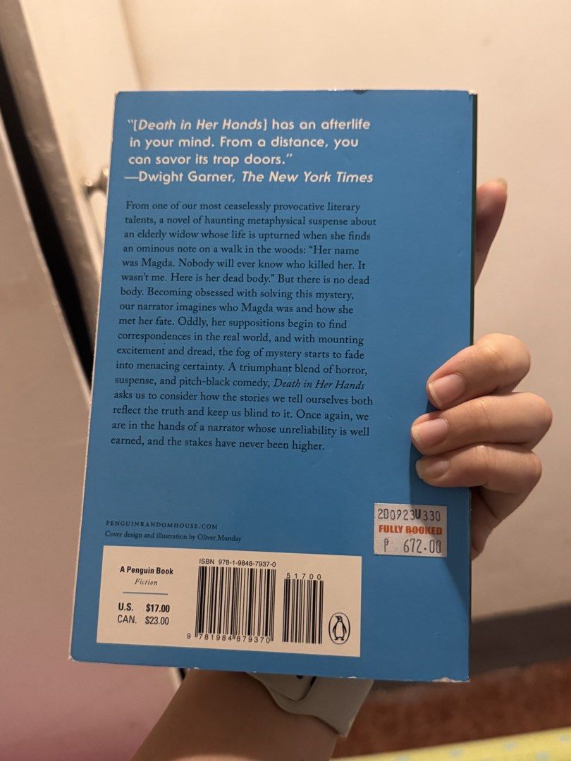 Death in Her Hands by Ottessa Moshfegh (Category: Storybooks) located in Angeles City. Submitted by reneeyuzu (Listing ID 1463040077, Image 2). Description: Some dents and fold but no foxing or tanning Price is negotiable RFS: i dnf’ed it.