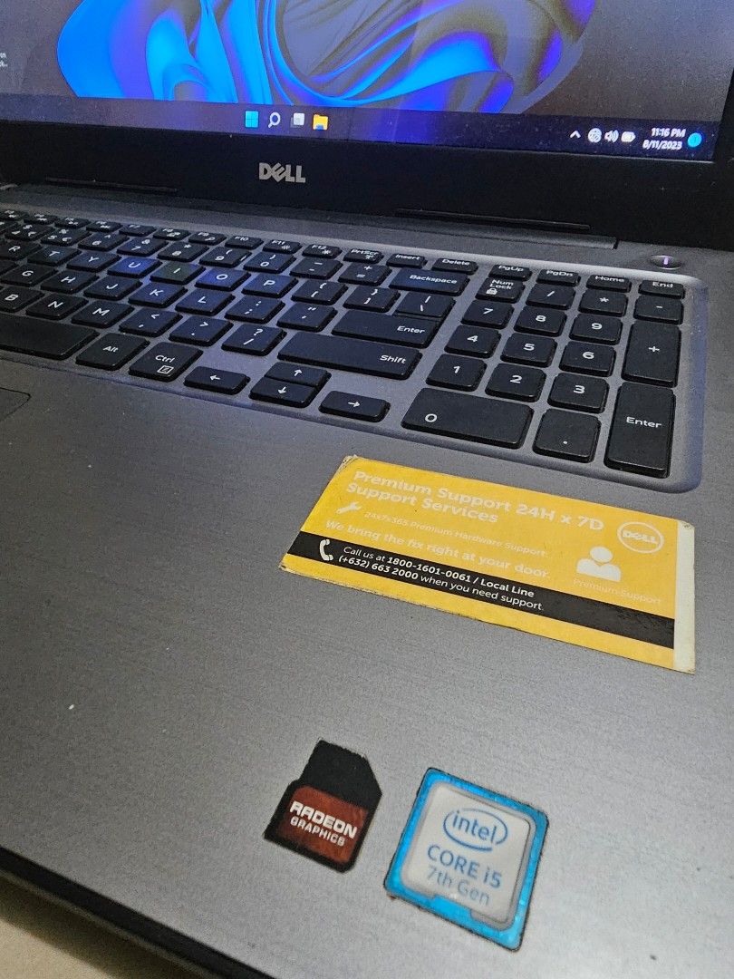 Dell inspiron 5567 i5 7th gen with gpu (Category: Laptops & Notebooks) located in Bacoor. Submitted by ginaxis15 (Listing ID 1463091470, Image 3). Description: Rush Today Dell inspiron 5567 Last price: 6k working no defect good battery specs: 15.6 inch FHD 1080p reso intel core i5 2.7ghz (7th gen) 8gb ddr4 256gb SSD dual graphics intel hd 620 and Amd radeon R7 2gb (render) wifi ready bluetooth webcam dvdrom hdmi port windows 11 with charger molin