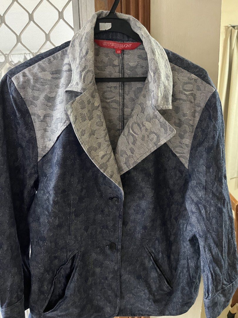 Denim terno (Category: Sets or Coordinates) located in Bacoor. Submitted by ayit. (Listing ID 1462983492, Image 2). Description: Once used halos new good cond personal japan gling - Denim terno set - Brand: Japan brand - Size: M (EU 38/UK 10/US 6) - Material: Textured denim - Jacket features contrasting panels and classic blazer style - Pants have a flattering cut.