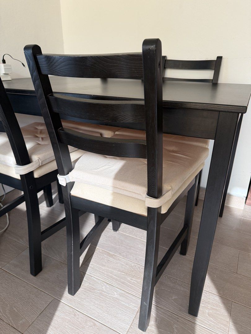 Dining table (Category: Tables & Sets) located in Singapore. Submitted by ankurm317 (Listing ID 1462990572, Image 2). Description: 4 chairs with cushion and dining table - perfect condition. Pick up from Somerset. .