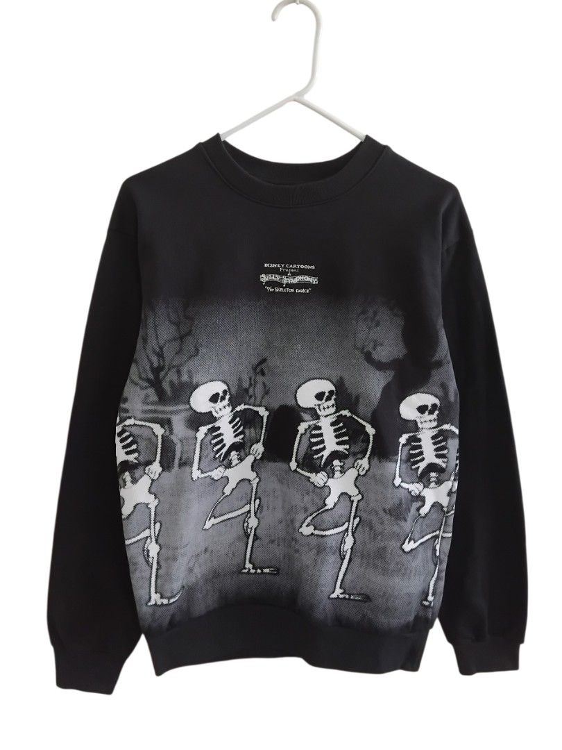 Disney "The Skeleton Dance" Crewneck Sweatshirt (Category: Coats, Jackets and Outerwear) located in Pasig City. Submitted by hustlexcurate (Listing ID 1462999291, Image 1). Description: Disney "The Skeleton Dance" Crewneck Sweatshirt Size MEDIUM Dimensions: 20X27.