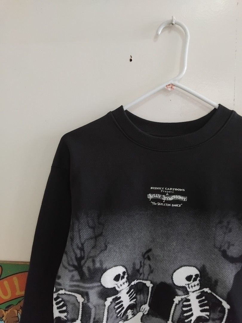 Disney "The Skeleton Dance" Crewneck Sweatshirt (Category: Coats, Jackets and Outerwear) located in Pasig City. Submitted by hustlexcurate (Listing ID 1462999291, Image 3). Description: Disney "The Skeleton Dance" Crewneck Sweatshirt Size MEDIUM Dimensions: 20X27.