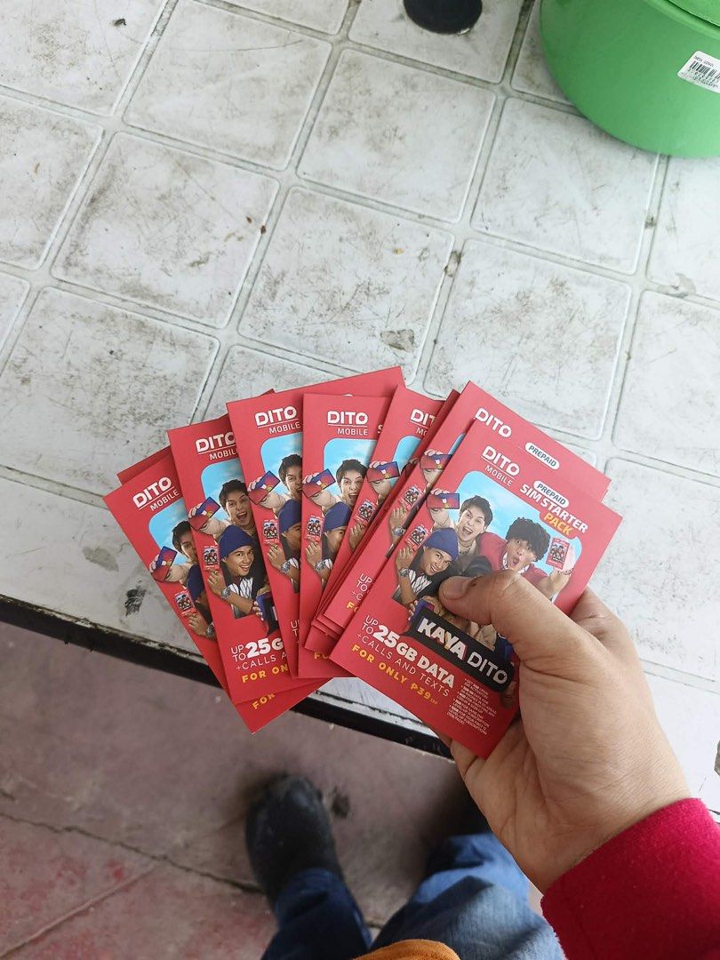 Dito Simcard (Prepaid) For Reselling (Category: Sim Cards) located in Roxas City. Submitted by giemtash_vince (Listing ID 1463023151, Image 2). Description: Simcard Become Our Reseller now! For only 35 pesos u can now avail a Dito Prepaid Simcard! Benefits: Get 3GB upon Sim Activation Free 3GB 5G data on 5G areas 4GB upon first Login and Signup 12GB For your first 12- Level up Subscriptions (1GB/ Pack) 2028 Expiration Date.
