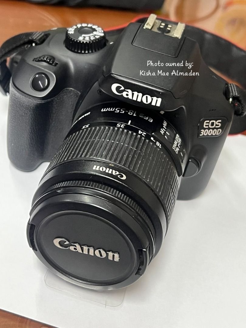DSLR EOS CANON 3000D (Category: Cameras) located in Cebu City. Submitted by kishaalmaden8872 (Listing ID 1462990807, Image 3). Description: 📸 **CANON EOS 3000D CAMERA BUNDLE FOR SALE!** 🤍 Perfect for beginners, aspiring photographers, content creators, and travel memories! ✨ Selling **Canon EOS 3000D DSLR Camera with extra lens and accessories.** 📦 **INCLUSIONS:** ✅ Canon EOS 3000D Camera Body ✅ 1 Kit Lens ✅ 1 Extra Lens ✅ 3 Batteries ✅ 3 SD C