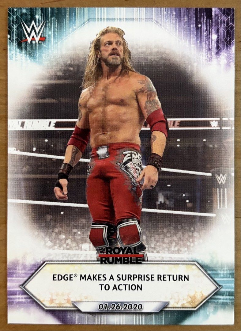 Edge | WWE Cards ~ Topps '21 (10) (Category: Raw Singles) located in Makati City. Submitted by cardlab (Listing ID 1462904276, Image 1). Description: Items are 💯 authentic/original/legit. About The Card: • 2021 Topps • Card No. 10 FOR: • Cards ₱99 and below with Card Sleeves • Cards ₱100 and up with Used Toploader • ₱10 for Bnew Tops Packaging (If Shipping): ✔️ Plastic cover ✔️ Cardboard ✔️ Bubble wrap NOTE: • Cards are raw • Cards may have mino