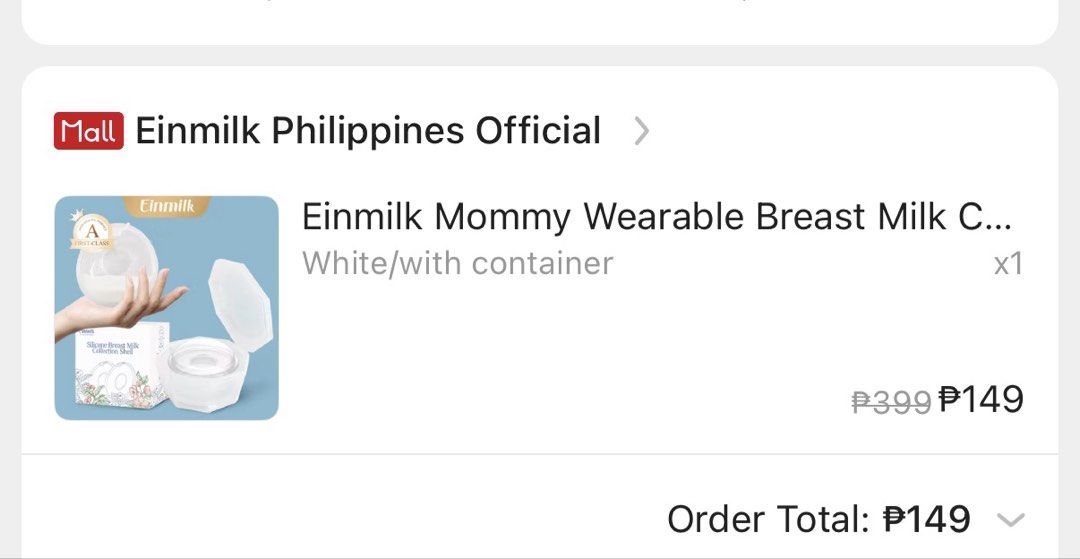 Einmilk Silicone Breast Milk Collection Shells (Category: Breastfeeding & Bottle Feeding) located in Caloocan City. Submitted by lucky.hera_ (Listing ID 1462904912, Image 2). Description: Unused .