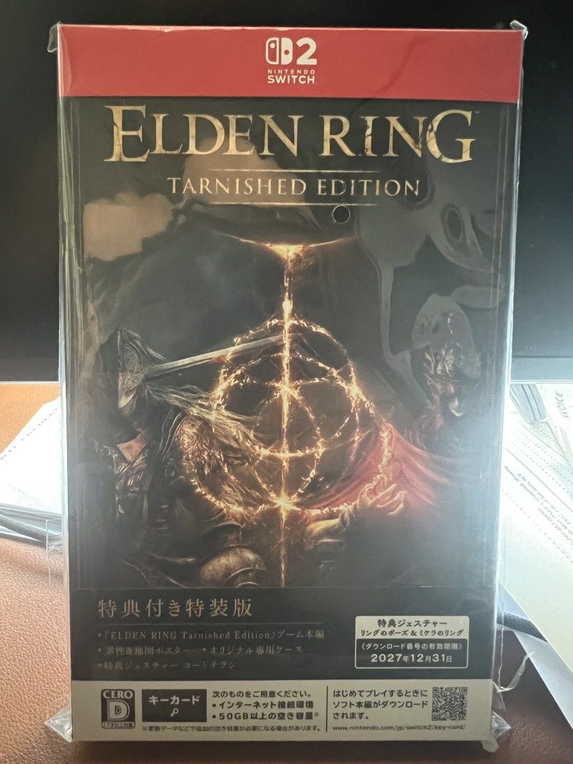 Elden Ring Tarnished Edition Nintendo Switch 2 (JP Version) (Category: Nintendo) located in Cainta. Submitted by oninizer21 (Listing ID 1462952325, Image 2). Description: - Elden Ring Tarnished Edition for Nintendo Switch - Japanese Version - Includes: Game Card, Art Book, Unused Code for Promo Item - Bonus Item Expiry Date: December 31, 2027 - Game Storage Requirement: 50GB - Please check photos for item condition.