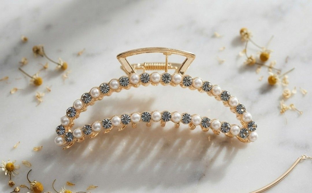 Elegant gold pearl clamp (Category: Hair Accessories) located in Bocaue. Submitted by jessdcluters (Listing ID 1463091714, Image 3). Description: .