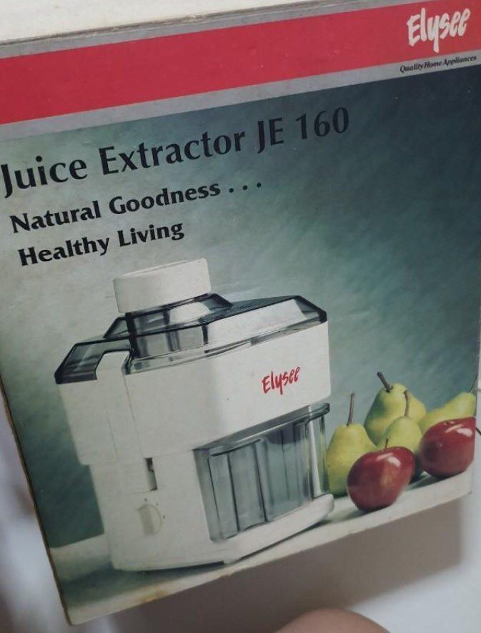 Elysee Extractor juicer Australia (Category: Juicers, Blenders & Grinders) located in Marikina City. Submitted by minimalistmanila (Listing ID 1463035141, Image 1). Description: Elysee Extractor juicer Australia. Bought in Singapore. Used a couple of times only. Just needs cleaning and has some yellowing as kept in storage. Medium size. No box. Juice yourself to a healthy you. Order now@ .