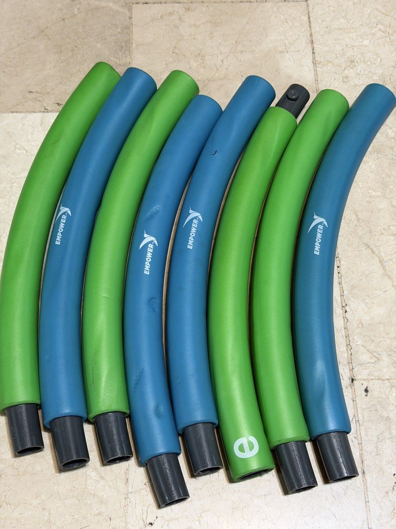 Empower weighted hula hoop (Category: Toning & Stretching Accessories) located in Manila. Submitted by db_collective (Listing ID 1462982392, Image 1). Description: - Has signs of use but doesn’t affect performance - Empower weighted hula hoop - Vibrant blue and green segments - Easy to assemble by connecting pieces - Brand: Empower Rfs: A little decluttering for a good reason. 😊 I’m selling some of my things to help with the expenses of an upcom