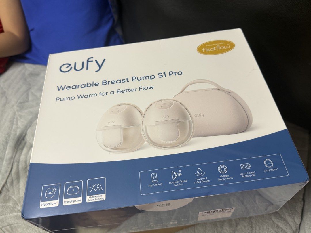Eufy Wearable Breast Pump S1 Pro HeatFlow (Category: Breastfeeding & Bottle Feeding) located in Manila. Submitted by tes07 (Listing ID 1462931189, Image 1). Description: - Eufy Wearable Breast Pump S1 Pro - HeatFlow technology for enhanced milk flow - Hospital-grade suction power - Leakproof, in-bra design for discretion - Multiple sizing inserts for a perfect fit - Long-lasting battery: Up to 5 days of use - Capacity: 5 oz (150ml) - Includes cha