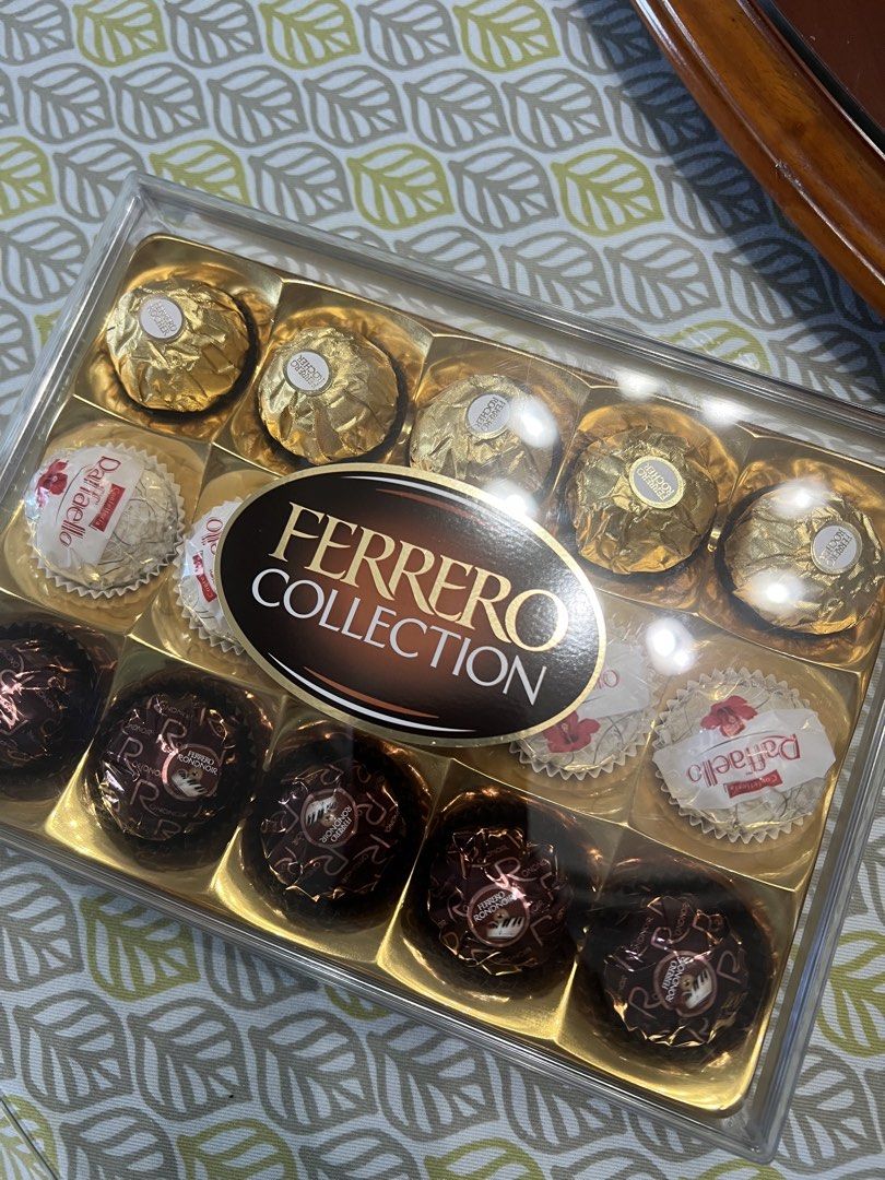 Ferrero Collection Chocolates Box (Category: Other Food & Drinks) located in San Juan City. Submitted by iambernie (Listing ID 1463117343, Image 1). Description: - Assorted Ferrero chocolates: Ferrero Rocher, Raffaello, and Ferrero Rondnoir. - Made in Germany. Sealed never opened - Expiry Date: January 14, 2027. - Ideal for gifting or personal indulgence..