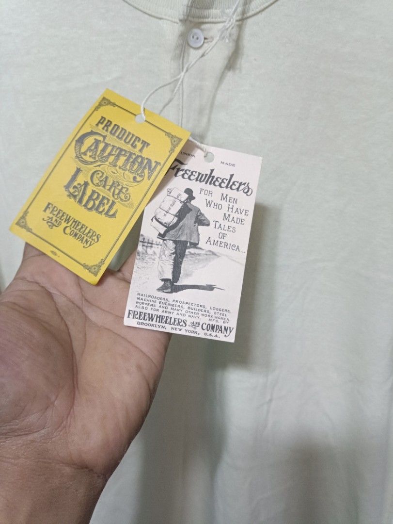 Freewheelers Henley shirt (Category: Activewear) located in Muntinlupa City. Submitted by kamiseta01 (Listing ID 1462910422, Image 3). Description: authentic freewheelers Henley shirt medium brand new Japan made off white.